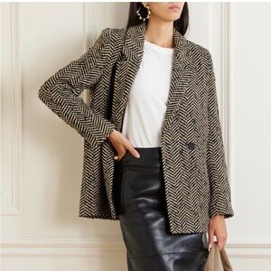 Anine Bing Diana Double-breasted herringbone tweed blazer XS